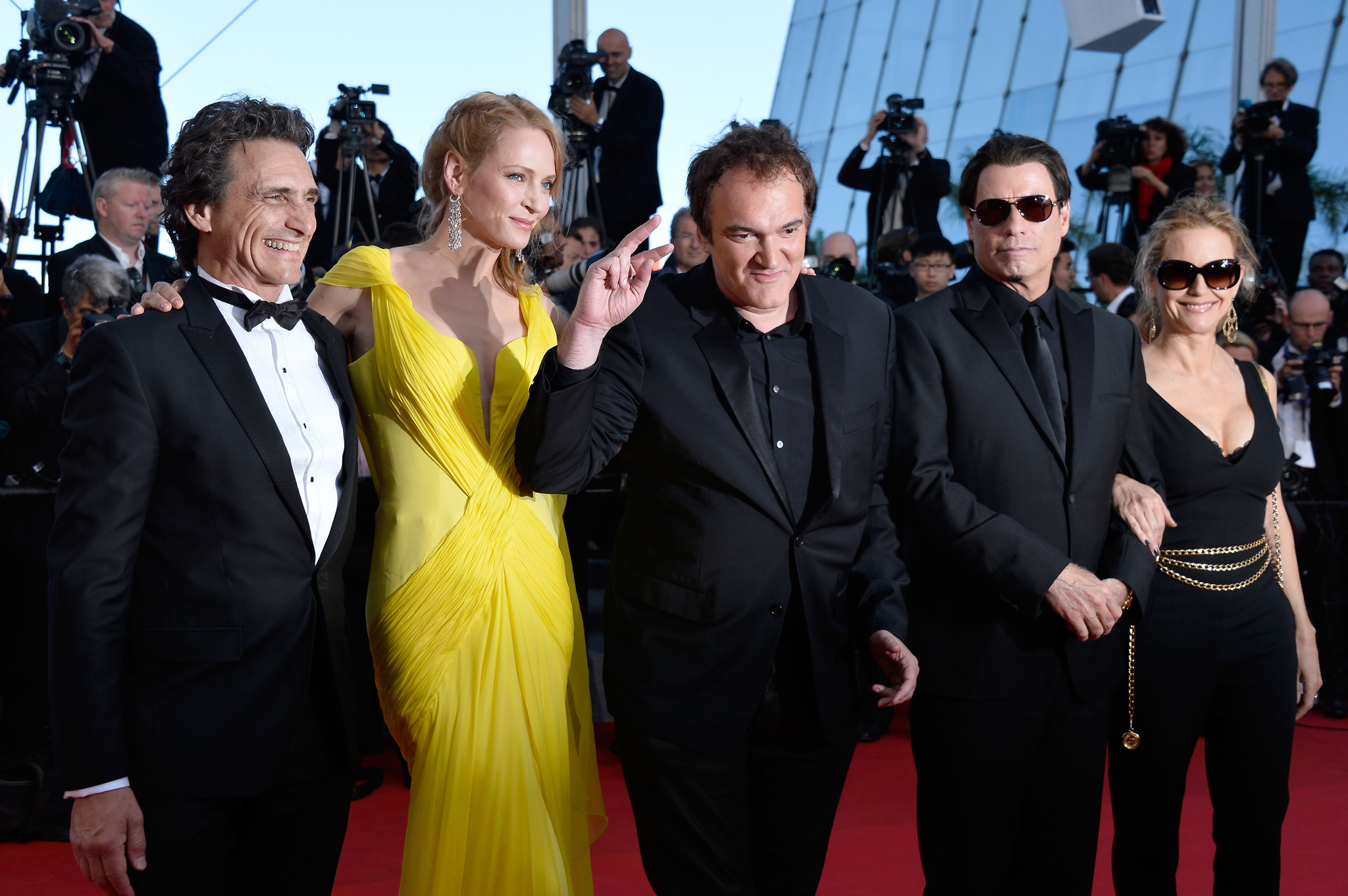Quentin Tarantino, Uma Thurman, John Travolta, Kelly Preston, and Lawrence Bender at an event for Pulp Fiction (1994)