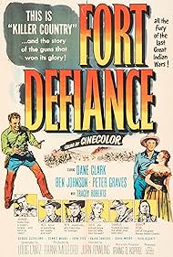Iron Eyes Cody, Dane Clark, George Cleveland, Peter Graves, Ben Johnson, and Tracey Roberts in Fort Defiance (1951)