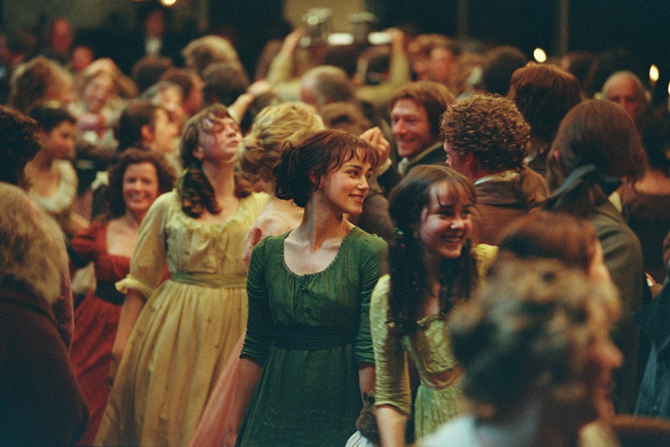 Keira Knightley, Jena Malone, and Carey Mulligan in Pride & Prejudice (2005)