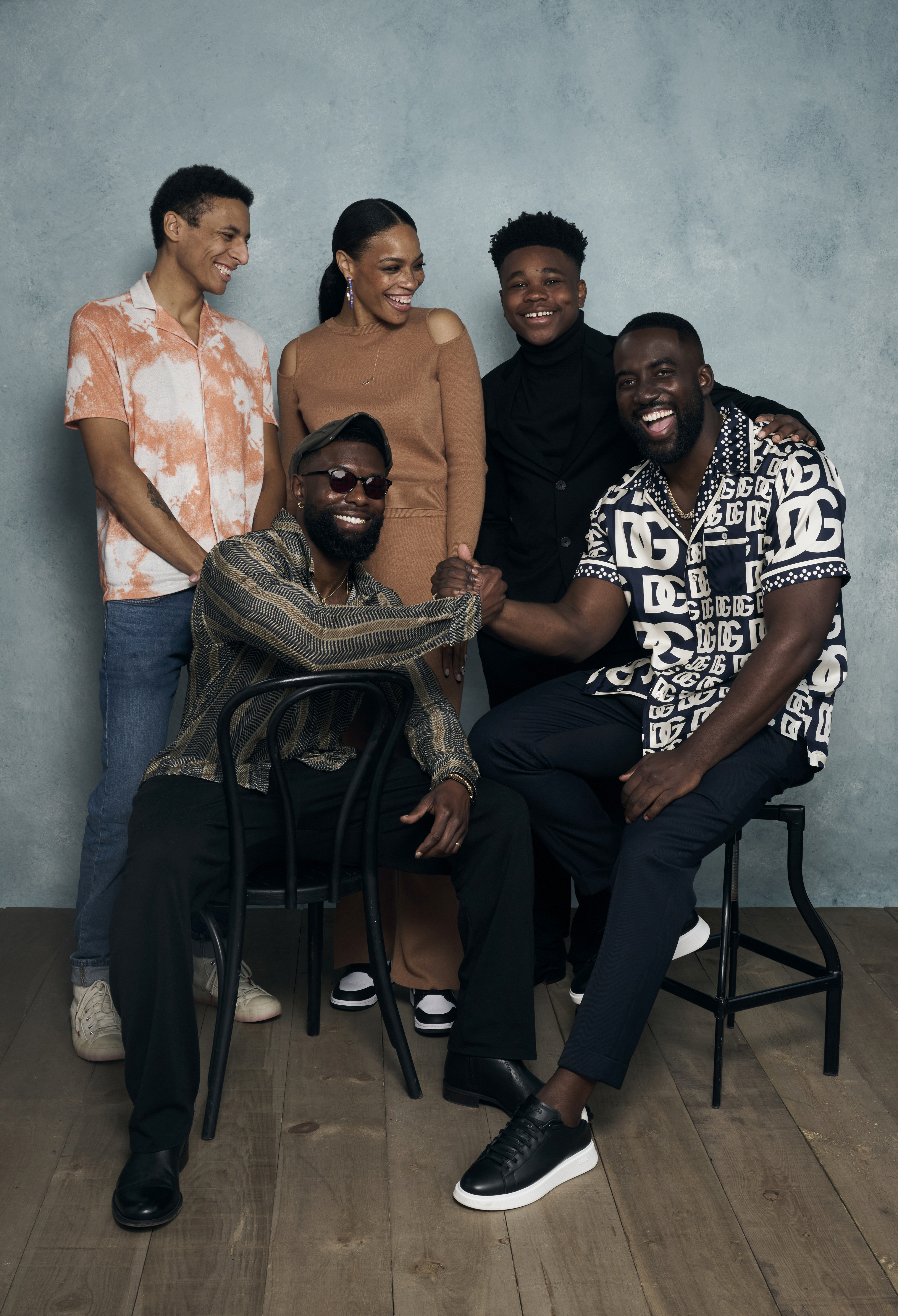 Shamier Anderson, Trevante Rhodes, Shinelle Azoroh, Miles Warren, and Jalyn Hall at an event for Bruiser (2022)