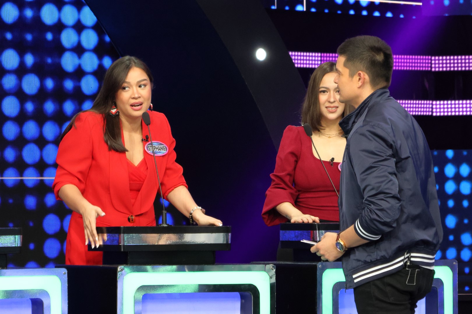 Dingdong Dantes, Karel Marquez, and Stephanie Sol in Family Feud Philippines (2022)