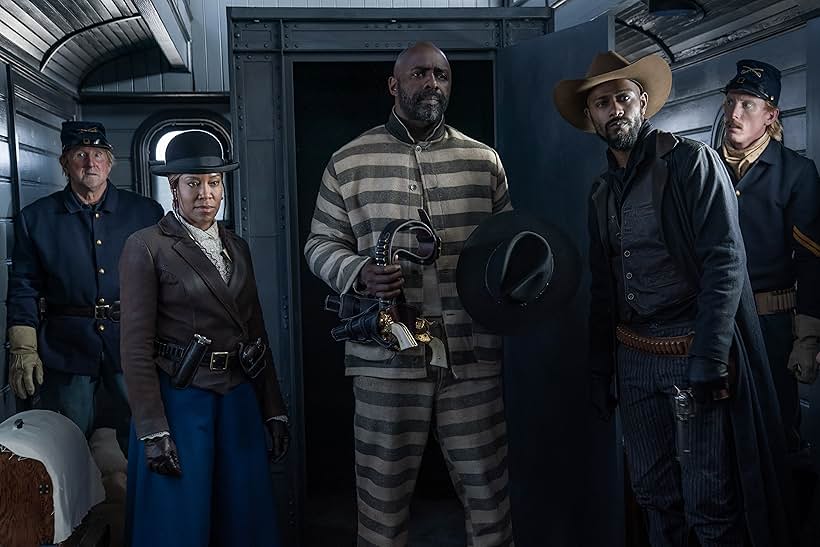 Regina King, Idris Elba, and LaKeith Stanfield in The Harder They Fall (2021)