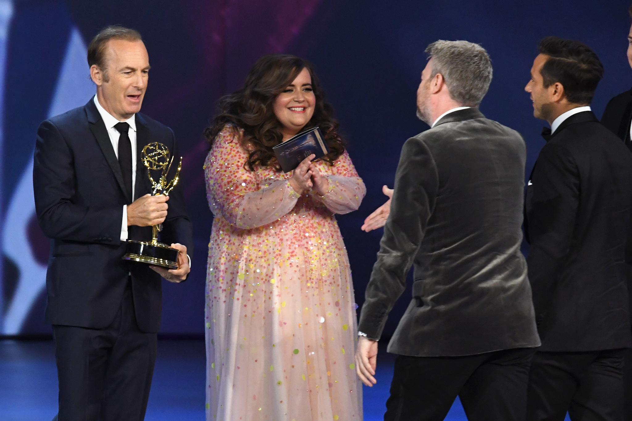 Charlie Brooker, Bob Odenkirk, William Bridges, and Aidy Bryant at an event for The 70th Primetime Emmy Awards (2018)