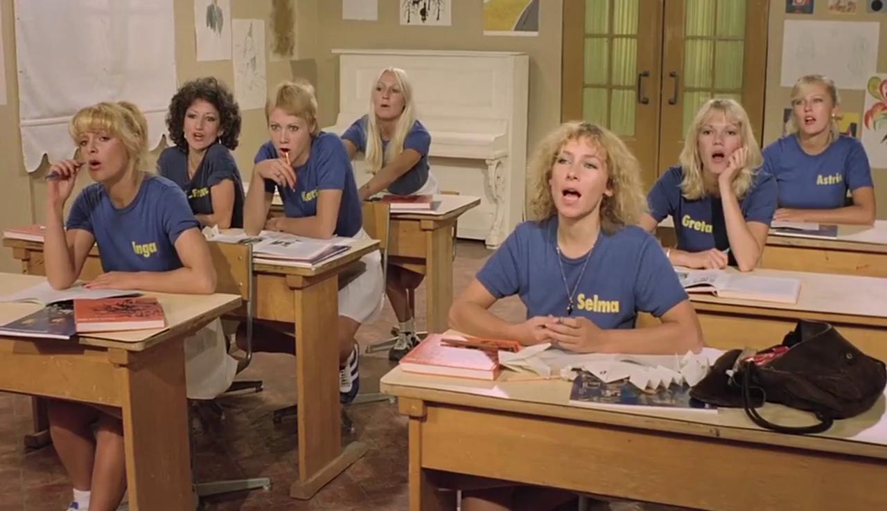 Brigitte Lahaie, France Lomay, Kathleen Kane, Elsa Maroussia, Nadine Pascal, Danielle Troger, and Diane Kelly in Six Swedish Girls in a Boarding School (1979)