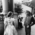 Corin Redgrave chatting with his sister, Vanessa, as they wait to shoot a scene for the movie "The Charge of the Light Brigade"