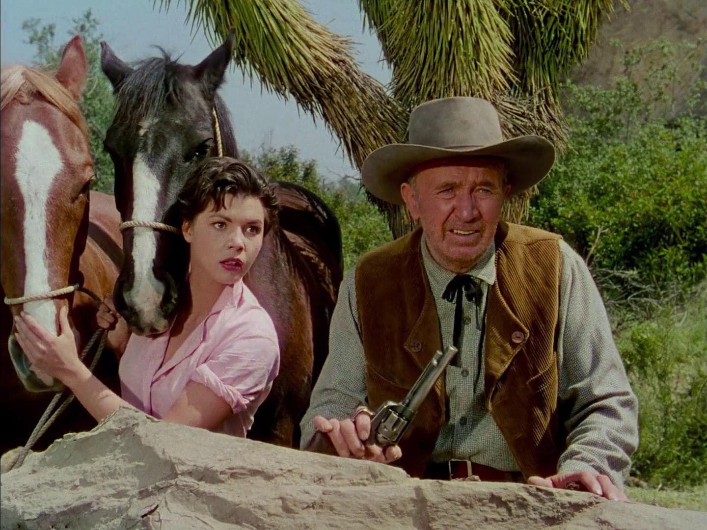 Walter Brennan and Colleen Miller in Four Guns to the Border (1954)