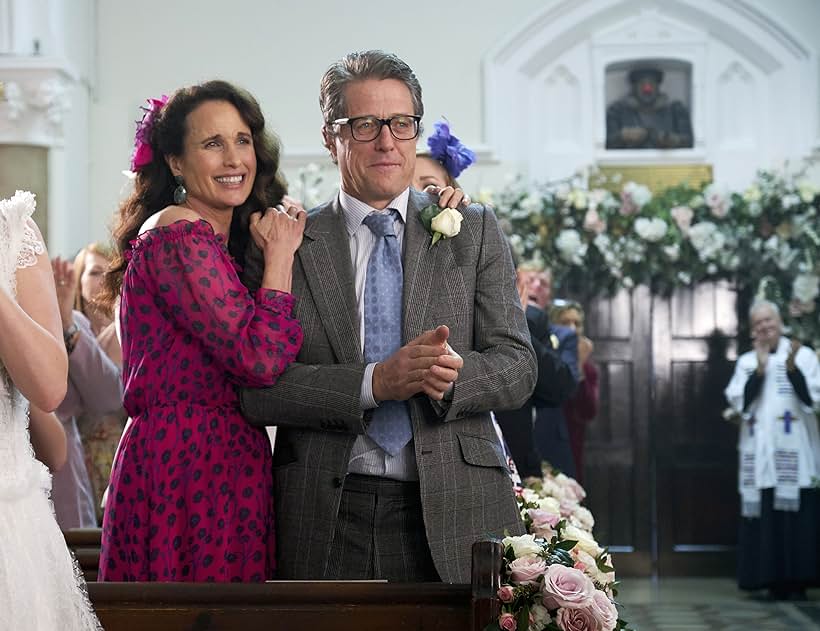 Hugh Grant and Andie MacDowell in One Red Nose and a Wedding (2019)