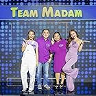 Christine Laparan Policarpio, Jacob Policarpio, Julia Policarpio, and Sachzna Laparan in Family Feud Philippines (2022)