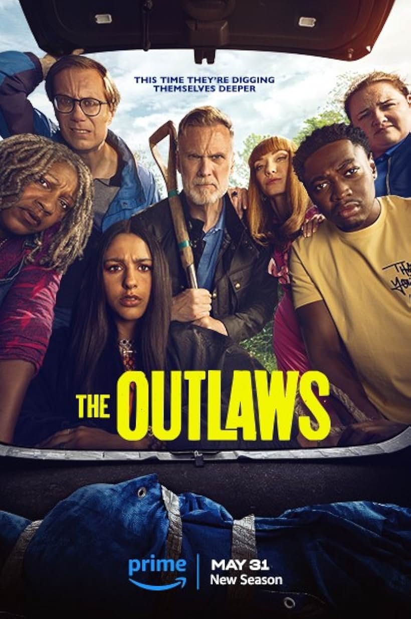Darren Boyd, Stephen Merchant, Clare Perkins, Eleanor Tomlinson, Jessica Gunning, and Rhianne Barreto in The Outlaws (2021)
