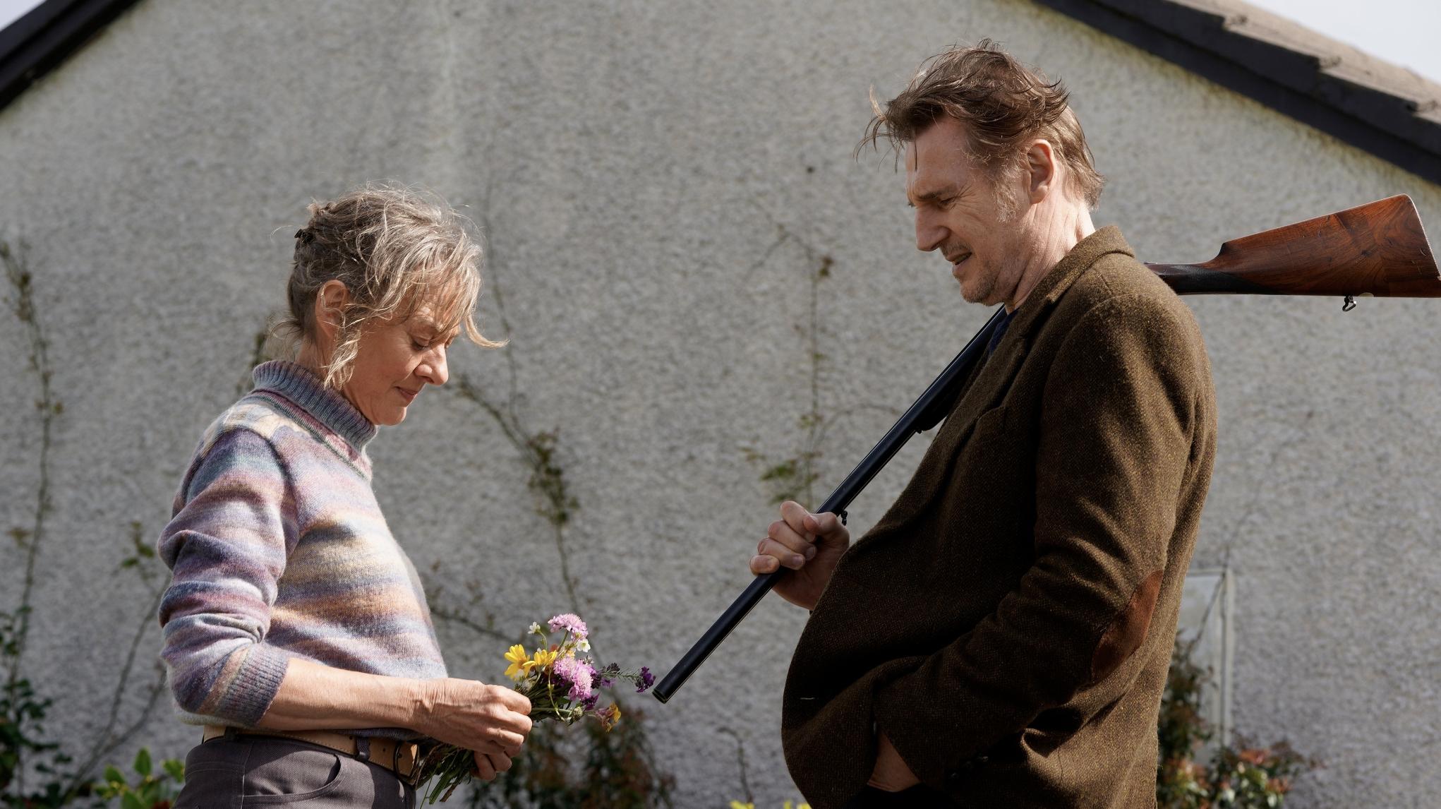 Liam Neeson and Niamh Cusack in In the Land of Saints and Sinners (2023)