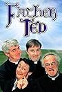 Frank Kelly, Pauline McLynn, Dermot Morgan, and Ardal O'Hanlon in Father Ted (1995)