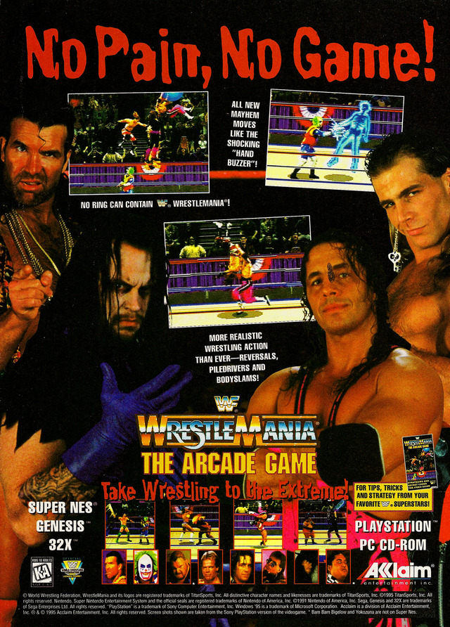 Mark Calaway, Scott Hall, Bret Hart, and Shawn Michaels in WWF WrestleMania: The Arcade Game (1995)