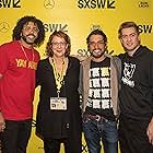 Janet Pierson, Rafael Casal, Carlos López Estrada, and Daveed Diggs at an event for Blindspotting (2018)