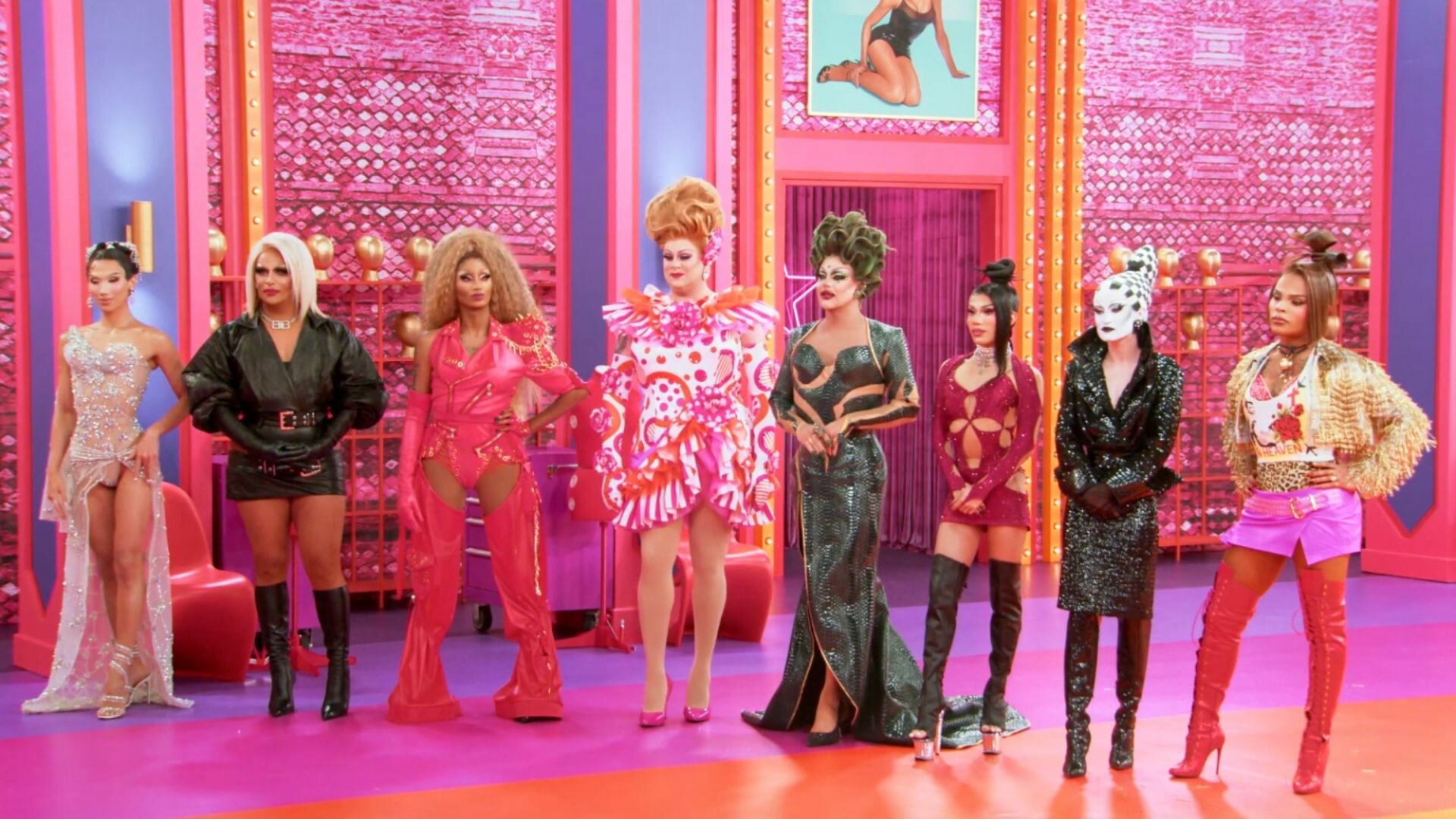 Gottmik, Duc Tran, Jorgeous, Angeria Paris VanMicheals, Nina West, Bryan Watkins, Michael Feliciano, and Jose Luis Cancel in RuPaul's Drag Race All Stars (2012)