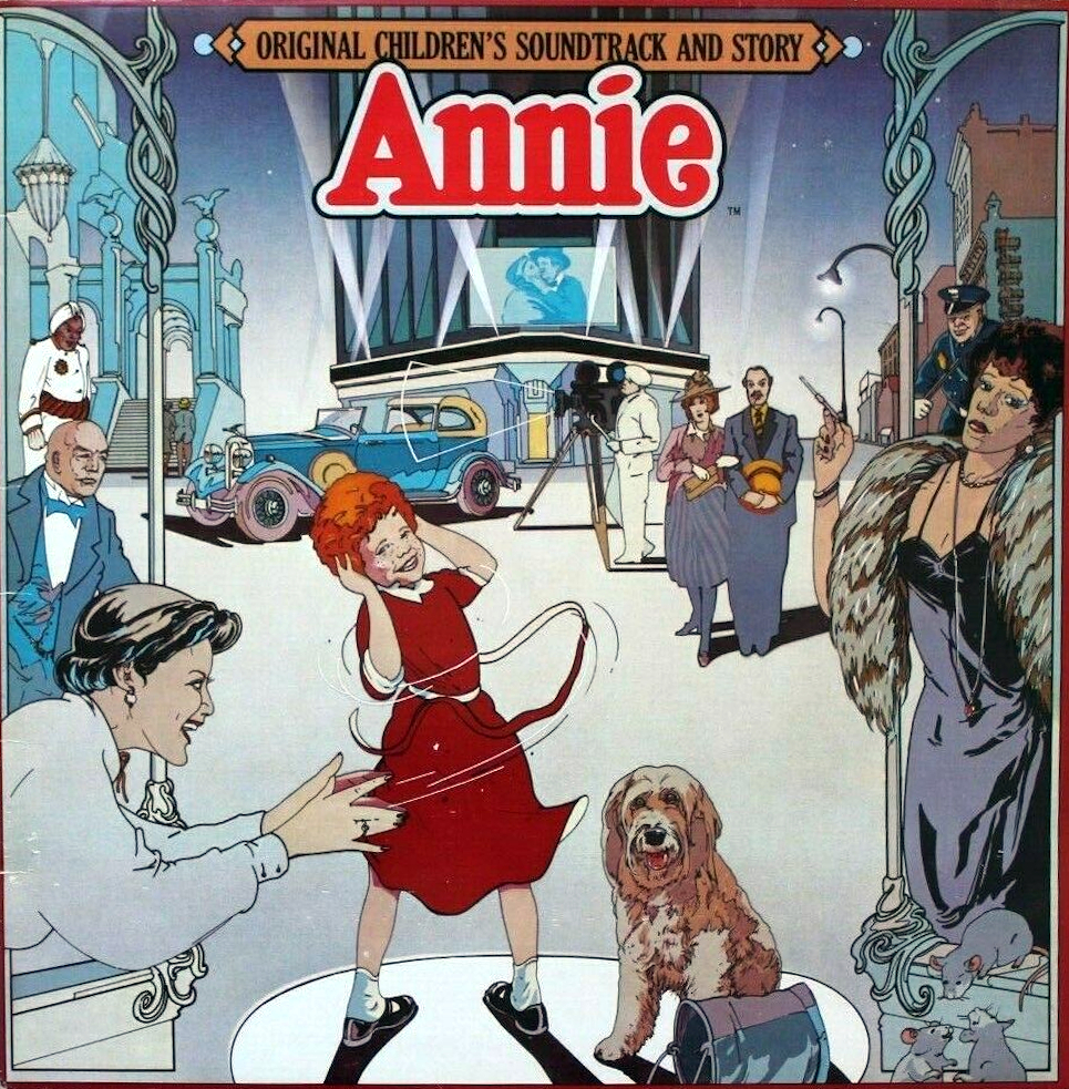 Tim Curry, Carol Burnett, Albert Finney, Bernadette Peters, Aileen Quinn, and Ann Reinking in Annie (1982)