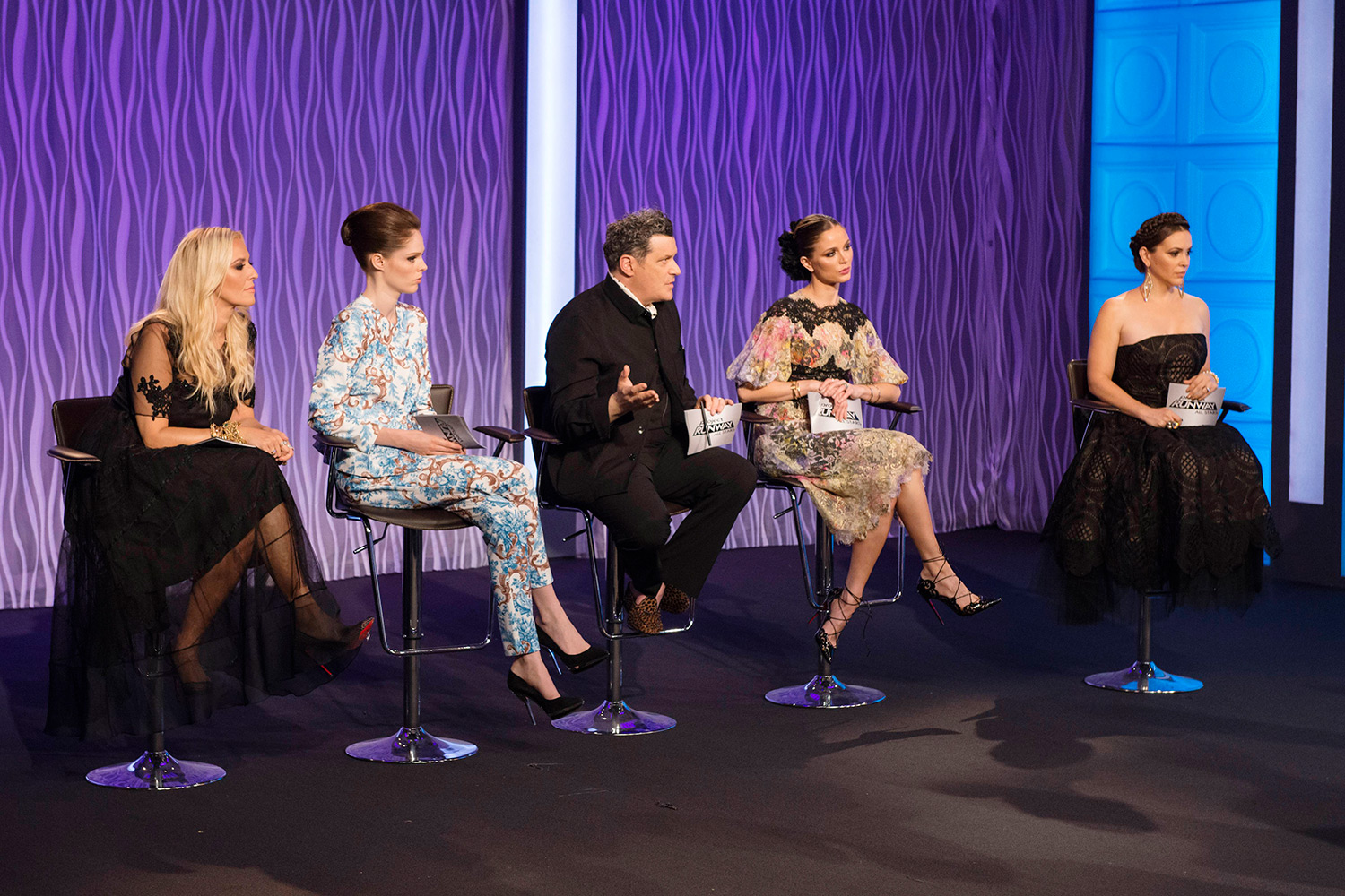 Alyssa Milano, Isaac Mizrahi, Georgina Chapman, Coco Rocha, and Keren Craig in Project Runway All Stars (2012)