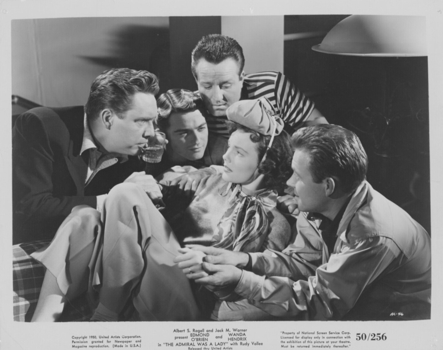 Steve Brodie, Richard Erdman, Wanda Hendrix, Edmond O'Brien, and Johnny Sands in The Admiral Was a Lady (1950)