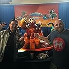 Fon Davis and Duff Goldman posing with their Skylander themed cake collaboration..