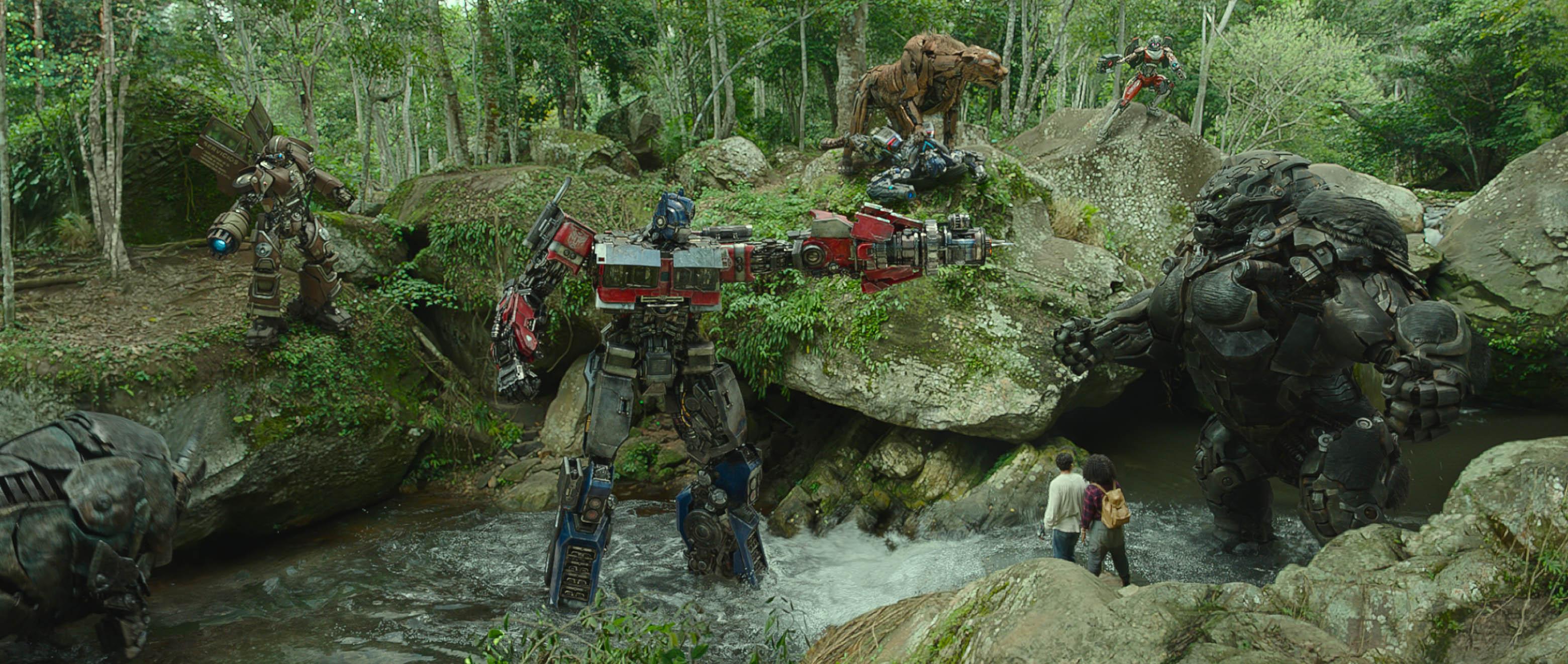 Ron Perlman, Peter Cullen, Pete Davidson, David Sobolov, Tongayi Chirisa, Dominique Fishback, Anthony Ramos, Liza Koshy, and Cristo Fernández in Transformers: Rise of the Beasts (2023)