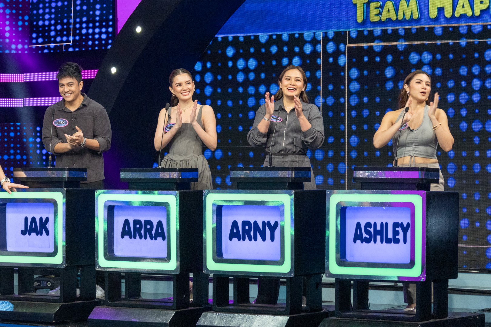 Ashley Rivera, Jak Roberto, Arny Ross, and Arra San Agustin in Family Feud Philippines (2022)