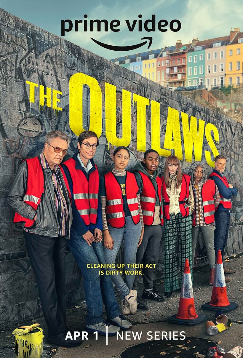 Christopher Walken, Darren Boyd, Stephen Merchant, Clare Perkins, Eleanor Tomlinson, Gamba Cole, and Rhianne Barreto in The Outlaws (2021)