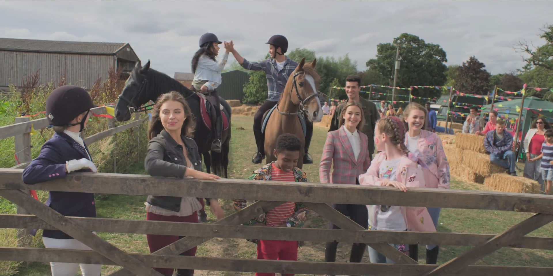 Charlotte Jordan, Manpreet Bambra, Celine Buckens, Jaylen Barron, Kerry Ingram, Bruce Herbelin-Earle, Freddy Carter, and Carla Woodcock in Free Rein (2017)