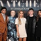 Dakota Fanning, M. Night Shyamalan, Ishana Shyamalan, Georgina Campbell, and Oliver Finnegan at an event for The Watchers (2024)