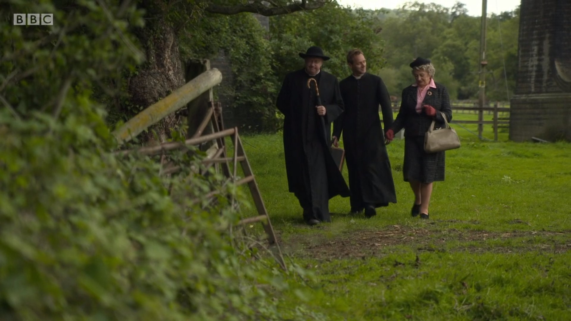 Sorcha Cusack, Rod Hallett, and Mark Williams in Father Brown (2013)