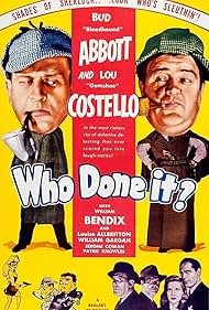 William Bendix, Bud Abbott, Louise Allbritton, Lou Costello, William Gargan, and Patric Knowles in Who Done It? (1942)