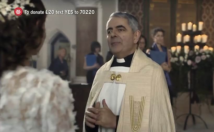 Rowan Atkinson and Lily James in One Red Nose and a Wedding (2019)