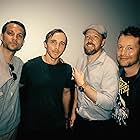 Leigh Whannell, Logan Marshall-Green, Mark Newton, and Benedict Hardie at an event for Upgrade (2018)