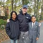 Jaylon on the set of The Banker with George Nolfi and Johnnie Gordon