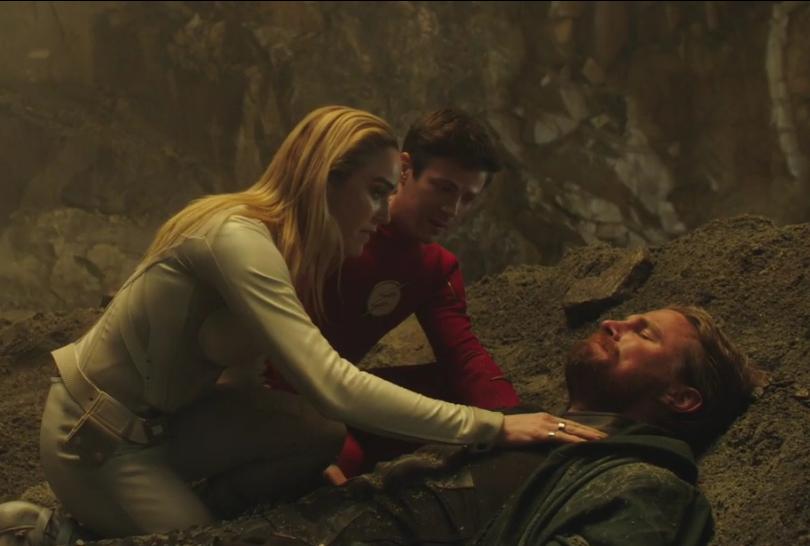 Stephen Amell, Caity Lotz, and Grant Gustin in Arrow (2012)