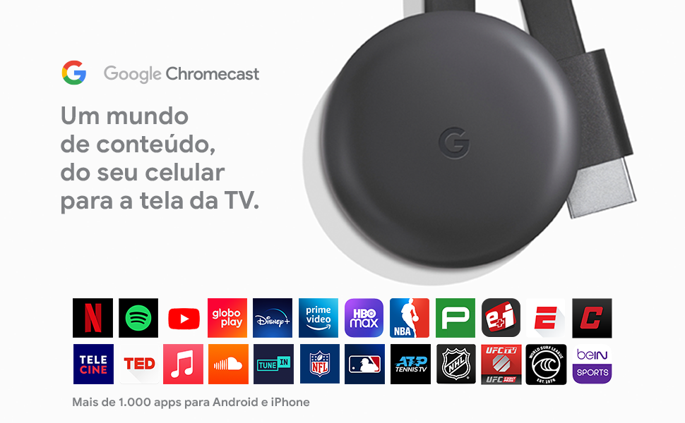 imagem de um Chromecast com o texto 