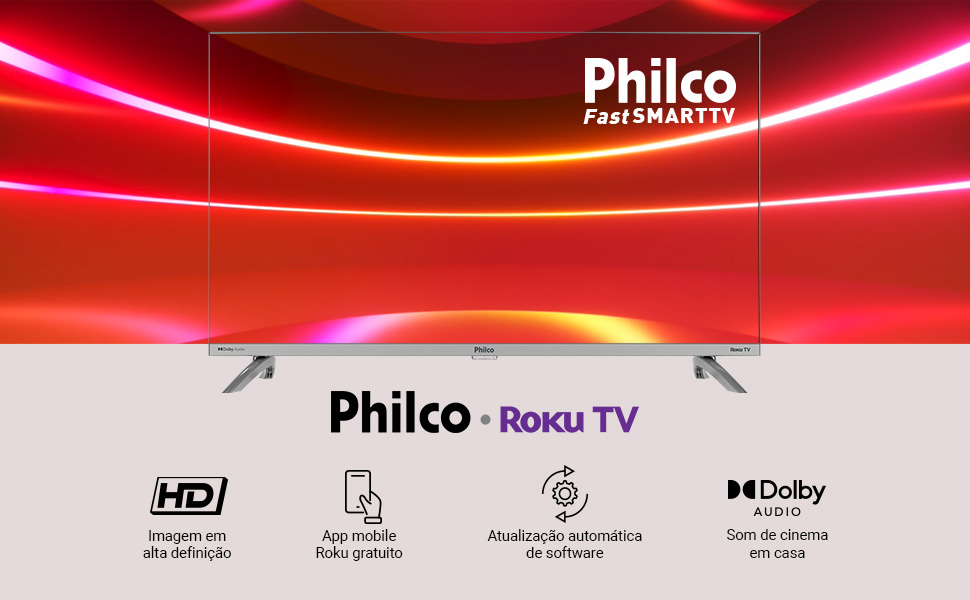 Smart TV 32” Philco Led PTV32G7PR2CSBLH Roku TV Dolby Audio