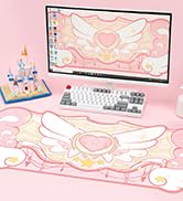 GeekShare Mouse pad grande para jogos, rosa kawaii, antiderrapante, borracha traseira, tapete de ...