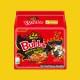 Buldak 2x Spicy ramen noodles on a yellow background