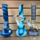 Glass bongs displayed in a shop selling cannabis and marijuana paraphernalia in Toronto. 