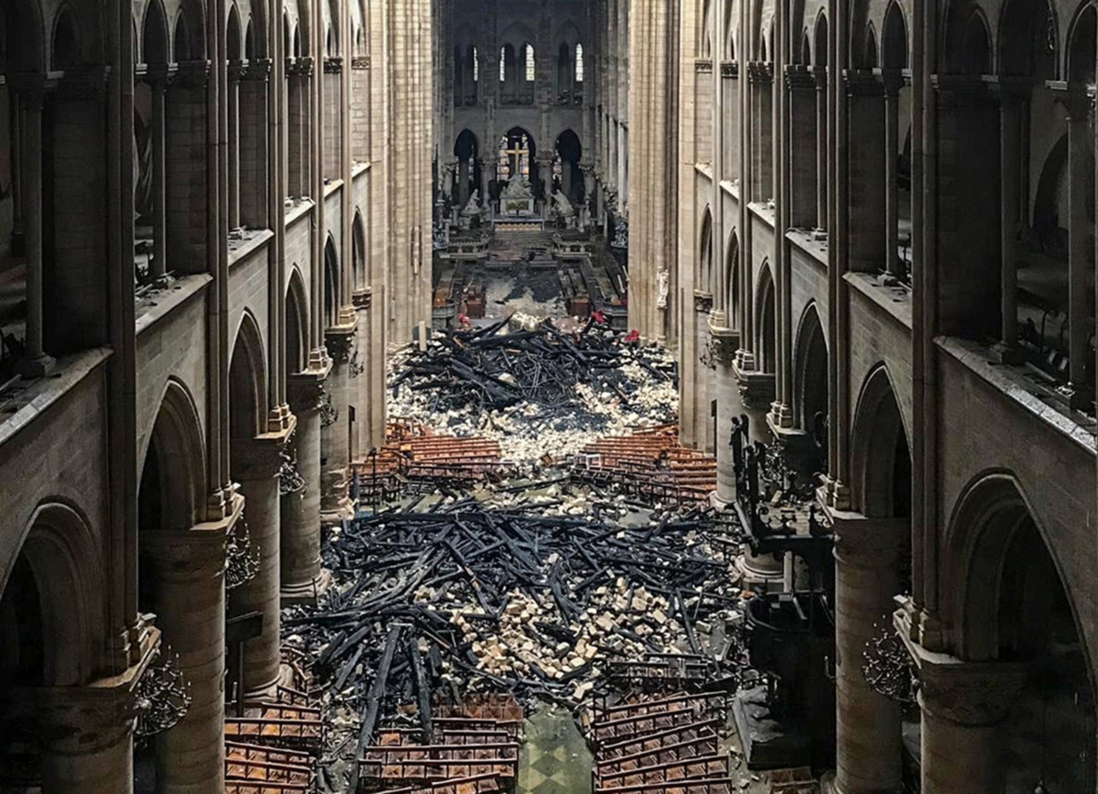 inside of a church after fire