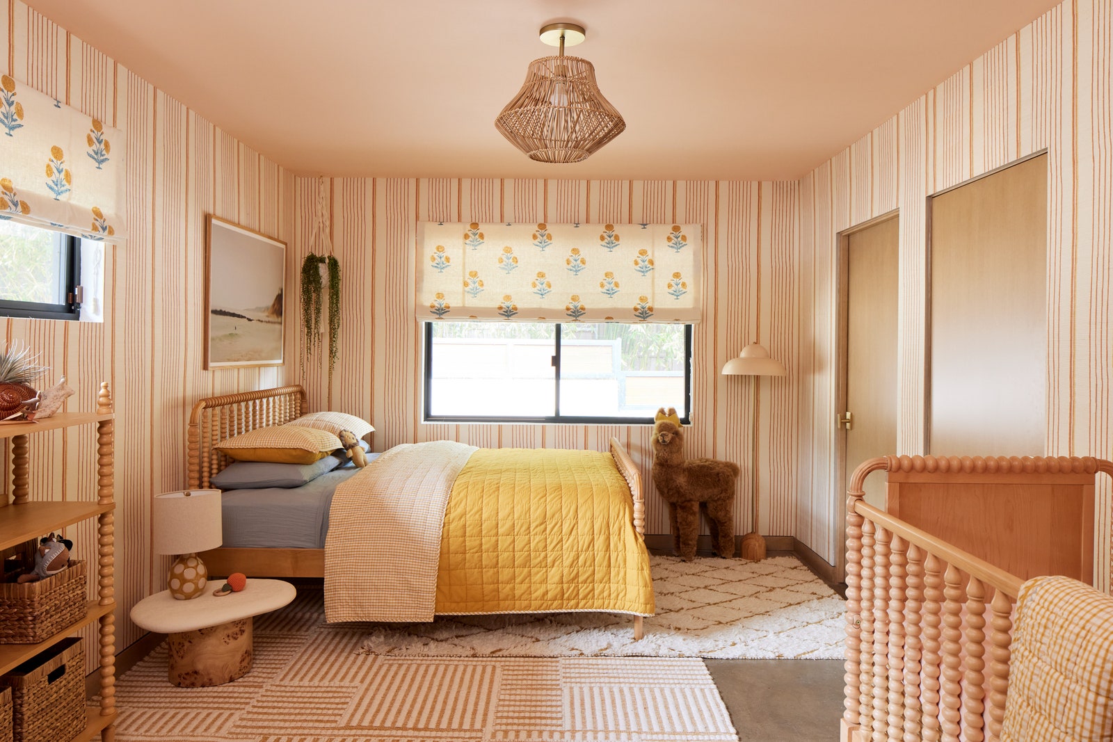 A look at the nursery which includes a bed frame bookshelf and crib from the Jenny Lind line.