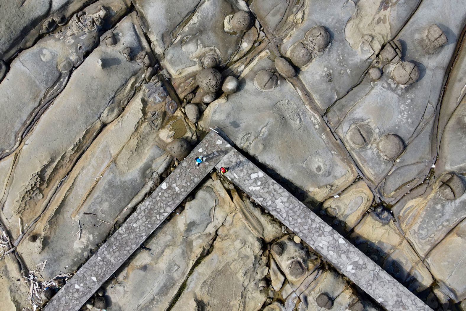 This aerial photo, taken on Thursday, June 20, shows people visiting the Heping Island GeoPark in Keelung, Taiwan.