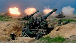 US-made CM-11 tanks (in background) are fired in front of two 8-inch self-propelled artillery guns during the 35th "Han Kuang" (Han Glory) military drill in southern Taiwan's Pingtung county on May 30, 2019. - The manoeuvres in Taiwan come after the US, Japan, South Korea and Australia kicked off operation "Pacific Vanguard" near Guam, bringing together more than 3,000 sailors from the four countries last week. (Photo by Sam YEH / AFP)        (Photo credit should read SAM YEH/AFP/Getty Images)