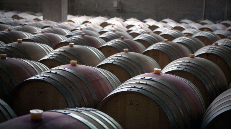 Mukhrani , GEORGIA - July 18,  2013: 

Barrels with wine at the factory.

Chateau Mukhrani is a modern winery located in Mukhrani about 25 min drive from Tbilisi.Next to modern winery producing variety of wines is historical residence of Ivane Mukhranbatoni , founder of the winery in XIX century.  . House includes vast wine cellars and is surrounded by wine growing estates.

