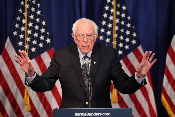 Sanders speaks to reporters in Burlington, Vermont, a day after <a href="http://www.cnn.com/2020/03/10/politics/gallery/super-tuesday-ii-primaries-2020/index.html" target="_blank">Super Tuesday II.</a> Sanders said it "was not a good night for our campaign from a delegate point of view" but that he looked forward to staying in the race and taking on Joe Biden in an upcoming debate.