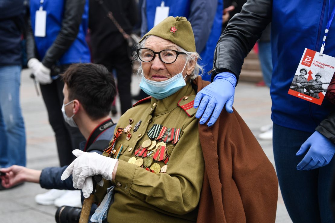 Veteran Antonina Farvazova attends the Victory Day military parade marking the 75th anniversary of the victory in World War II in Moscow.