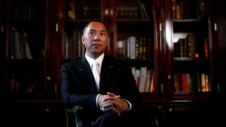 Billionaire businessman Guo Wengui pauses during an interview in New York City, U.S., April 30, 2017. Picture taken April 30, 2017.  REUTERS/Brendan McDermid