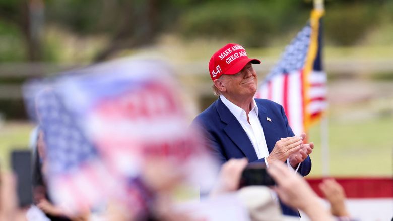 Republican presidential candidate and former U.S. President Donald Trump reacts during a campaign event, in Las Vegas, Nevada, U.S. June 9, 2024. REUTERS/Brendan McDermid