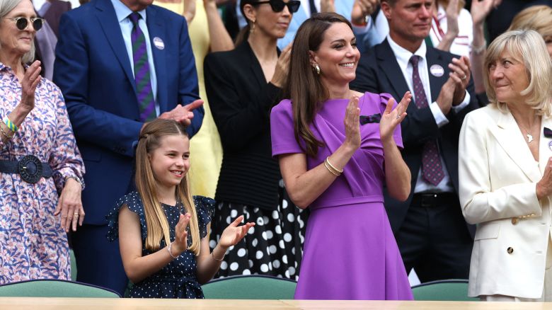 Catherine, Princess of Wales and Princess Charlotte are pictured attending the men's singles final at Wimbledon.