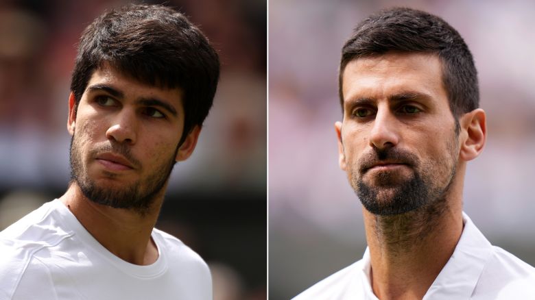 Carlos Alcaraz, left, and Novak Djokovic.