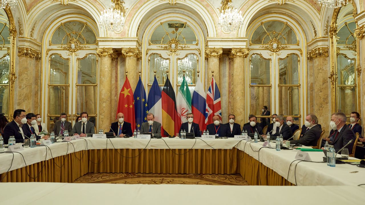 Deputy Secretary General of the European External Action Service (EEAS) Enrique Mora and Iran's chief nuclear negotiator Ali Bagheri Kani wait for the start of a meeting of the JCPOA Joint Commission in Vienna, Austria November 29, 2021.